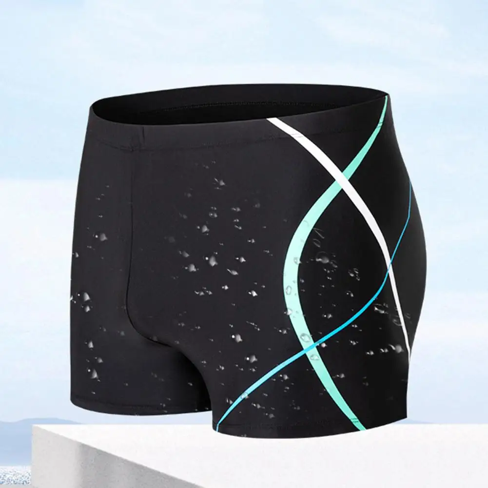 Men Swimming Shorts Elastic Waist Sports Wading Pants Soft Quick Dry Slim Fit Mid Waist Bathing Boxers Surfing Swimming Trunks