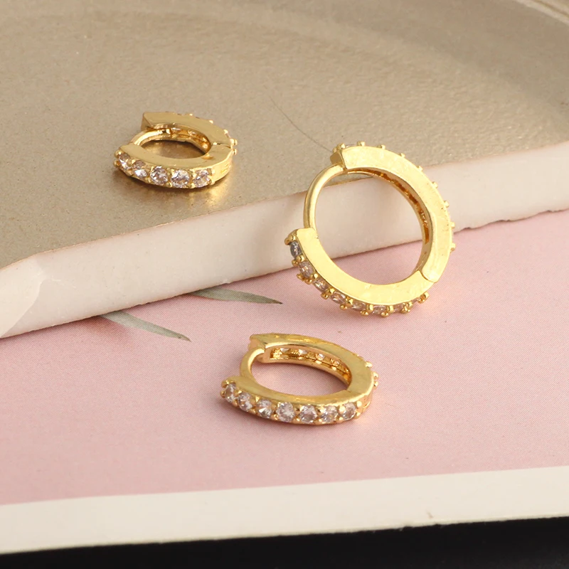 Small Hoop Earrings Cubic Zirconia Huggie Hoop Earrings White Gold Plated Cartilage Piercing Earrings Ear Cuff Tiny Hoop Earring
