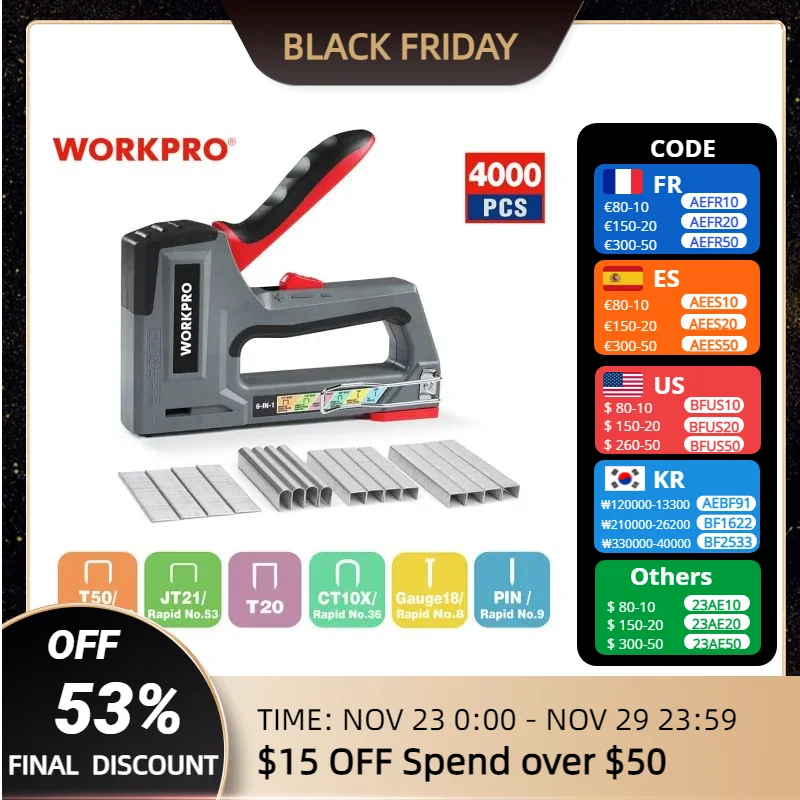 WORKPRO6in1StaplerNailGunManualStapleGunStaplerUpholstery