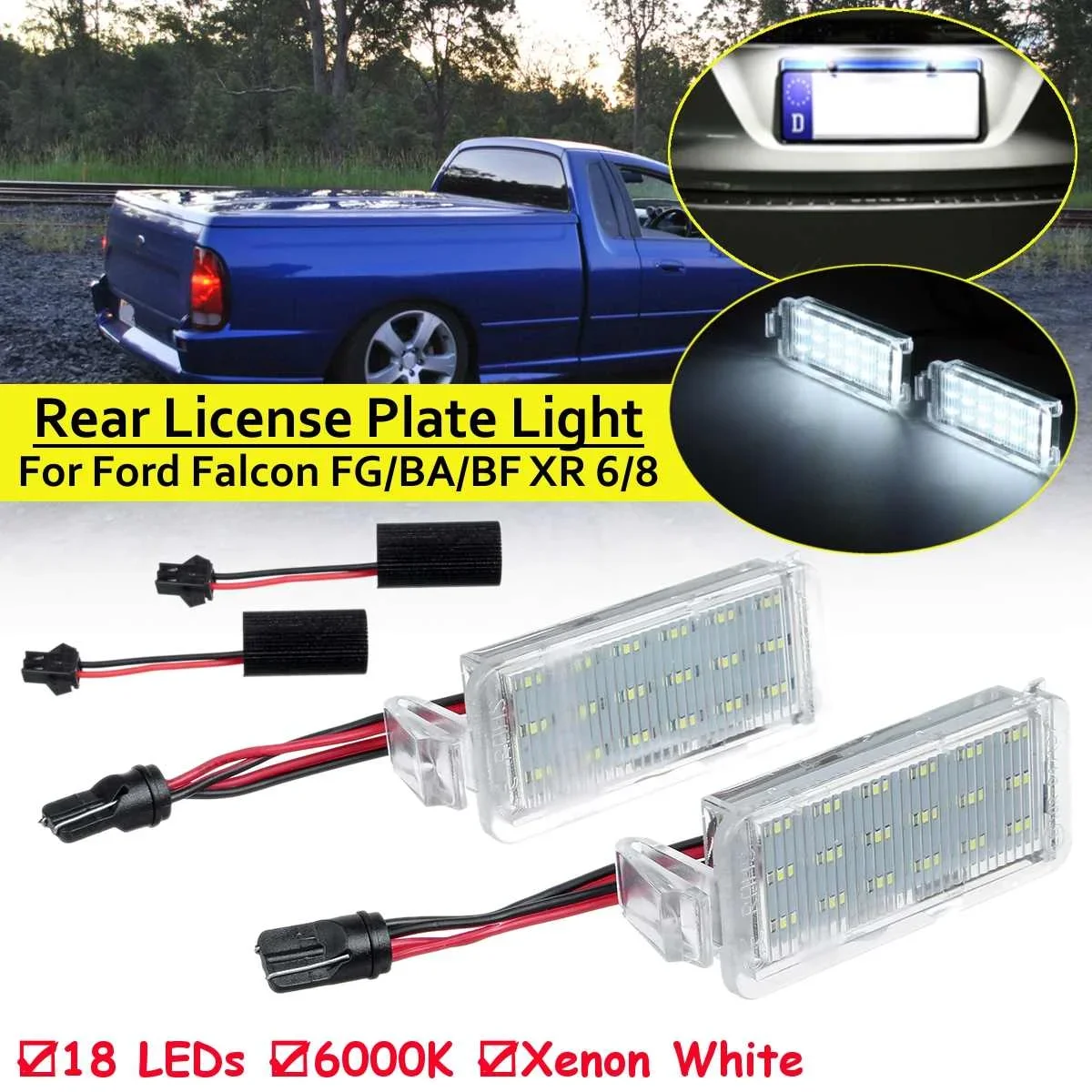 

2Pcs Car LED License Plate Light Number Plate Lamp For Ford Falcon BA BF XR 6/8 2003-2008 for Territory SX/SZ