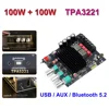 2*100W TPA3221 Bluetooth 5.2 Power Amplifier Board Class D USB AUX Sound Card Home Theater Audio Stereo Equalizer Amp 1