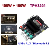 2*100W TPA3221 Bluetooth 5.2 Power Amplifier Board Class D USB AUX Sound Card Home Theater Audio Stereo Equalizer Amp 1