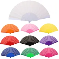 Portable Folding Fan Plain Plastic Cloth Hand Fan Chinese Elegant Fabric Hand Fan for Weddings Travel Party Dancing Cosplay 1