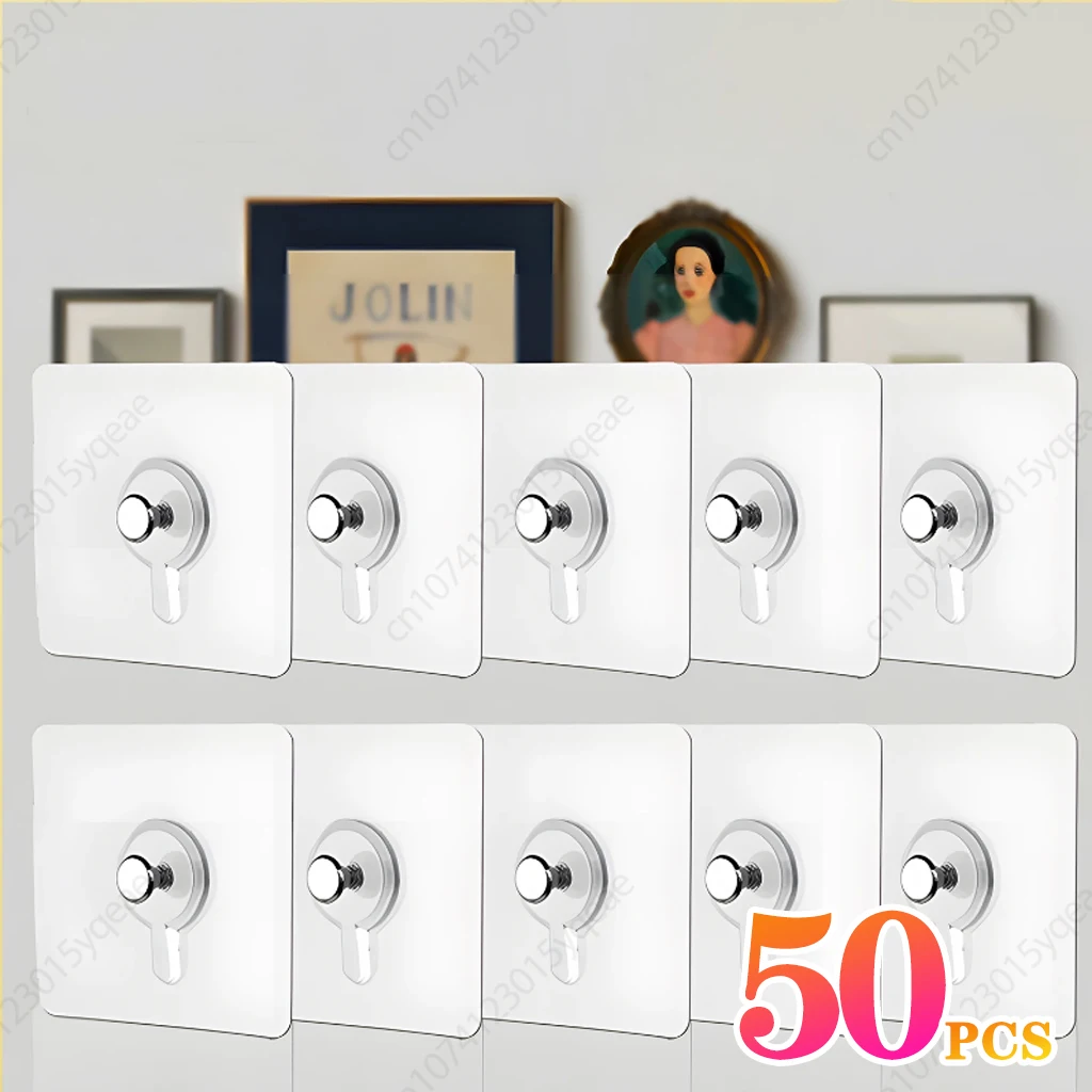 50PCS Strong Adhesive Hooks Picture Frame Poster No Drilling Waterproof Kitchen Bathroom Accessories for Wall Hooks Adhesive Hooks Picture Frame Hangers Hanging Hooks