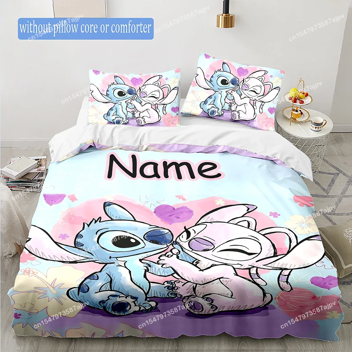 Personalized Duvet Custom Cute Stitch Angel Disney Bedding Set King Twin Double Child 3 Piece Polyester Duvet Cover Set-QIAN 4