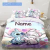 Personalized Duvet Custom Cute Stitch Angel Disney Bedding Set King Twin Double Child 3 Piece Polyester Duvet Cover Set-QIAN 4