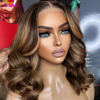 Highlight Brown With Honey Blonde Body Wave Bob Human Hair Wig 13x4 Transparent Lace Frontal Human Hair Short Bob Wigs For Woman Highlight Brown With Honey Blonde Body Wave Bob Human Hair Wig 13x4 Transparent Lace Frontal Human.jpg