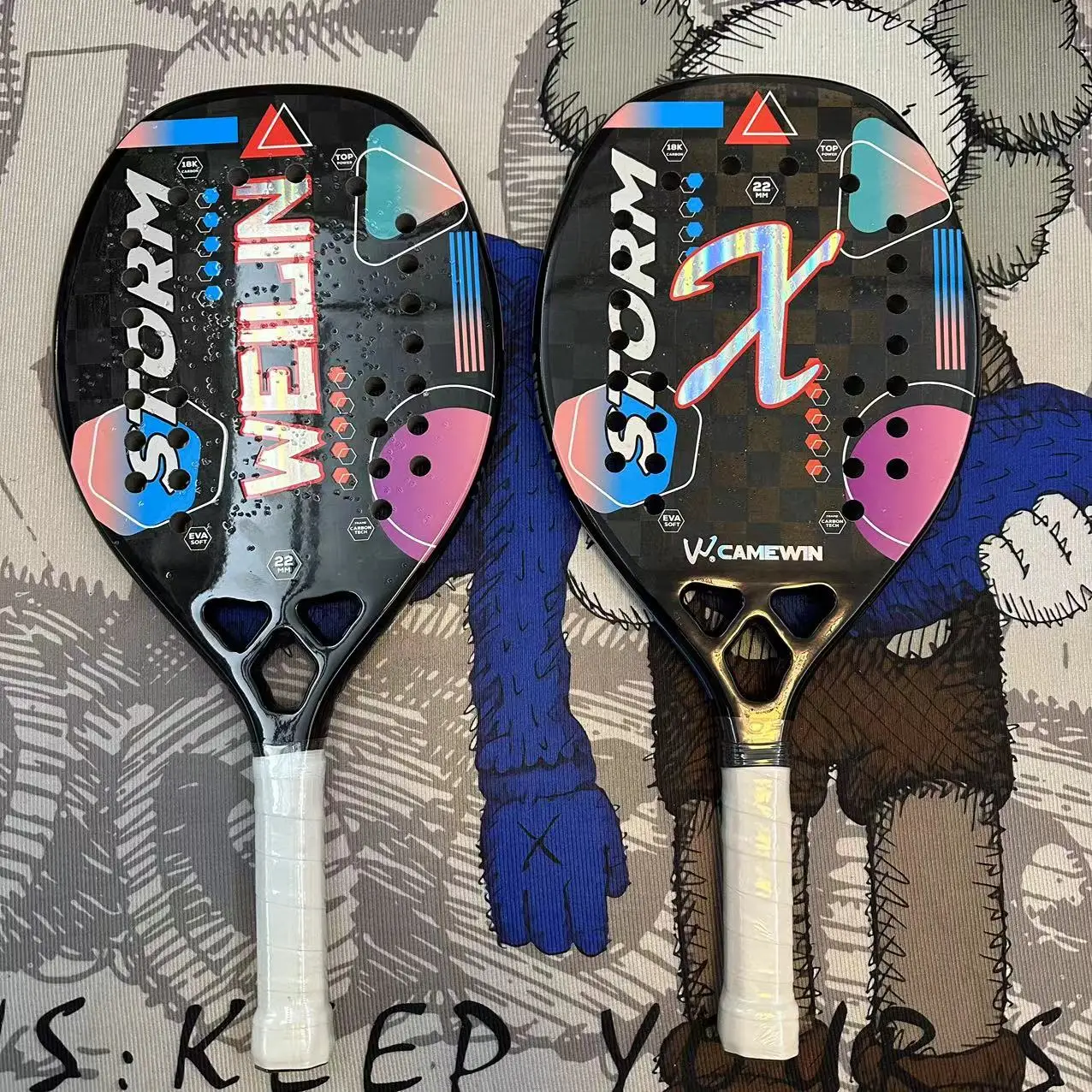 2023 new original camewin18k super soft eva carbon fiber beach tennis racket with bag