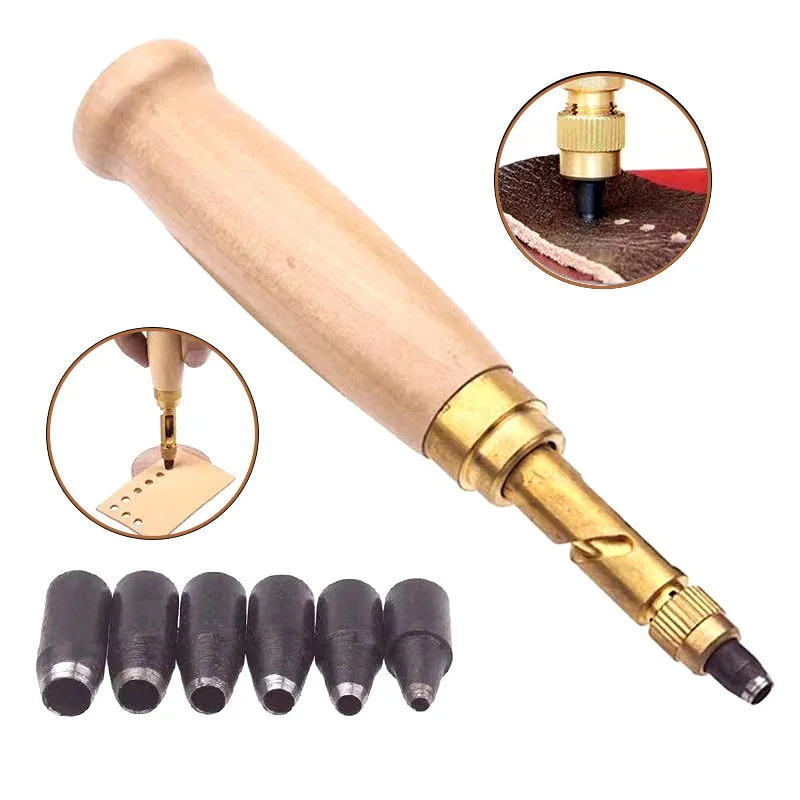 Automatic Belts Hole Punch Replaceable Multi-Head Belt Screw Hole Rotary Puncher Watch Leather Punching Leather Craft Tools