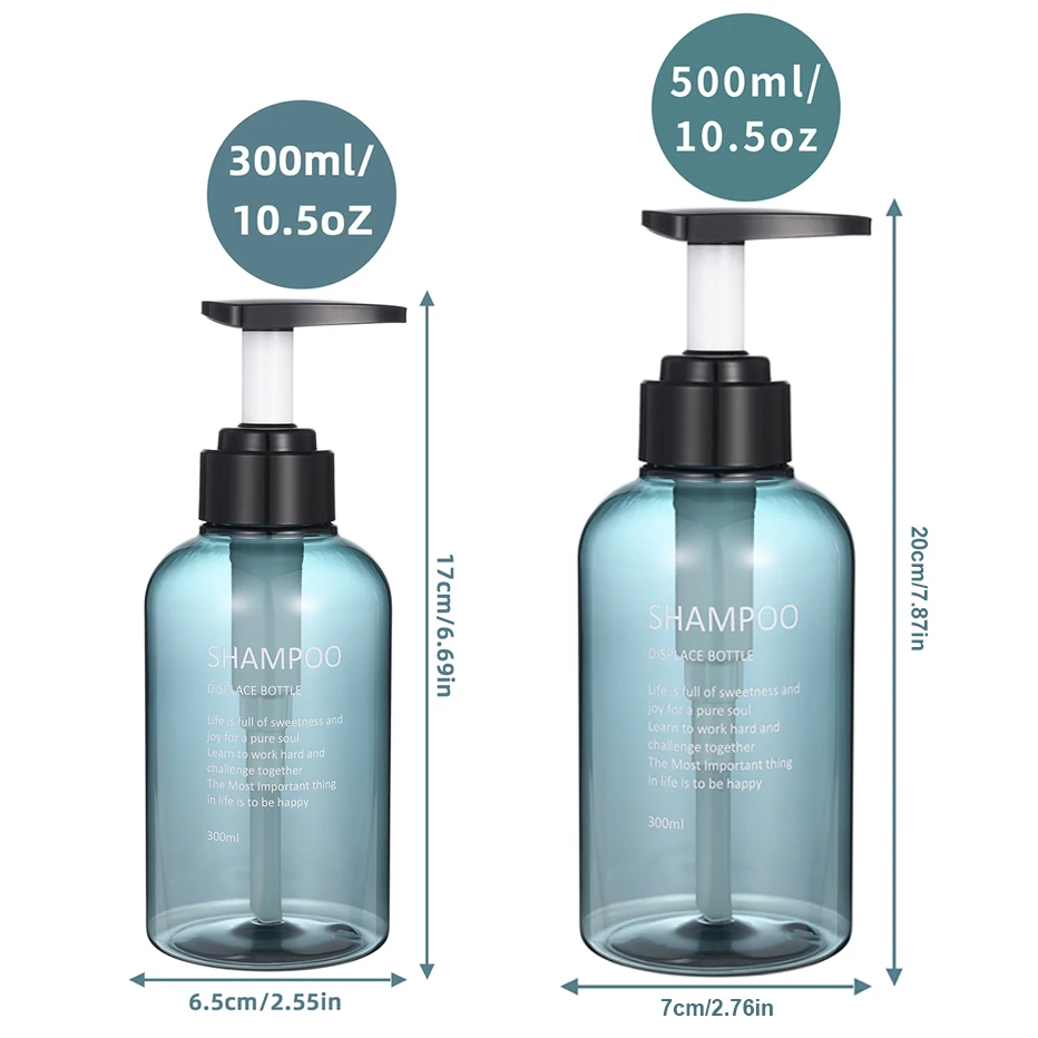 Set 3 Dispenser Shampoo E Bagnoschiuma 300 Ml – Plastica PET Con Pompa Bloccabile – 12 Etichette Impermeabili - 3