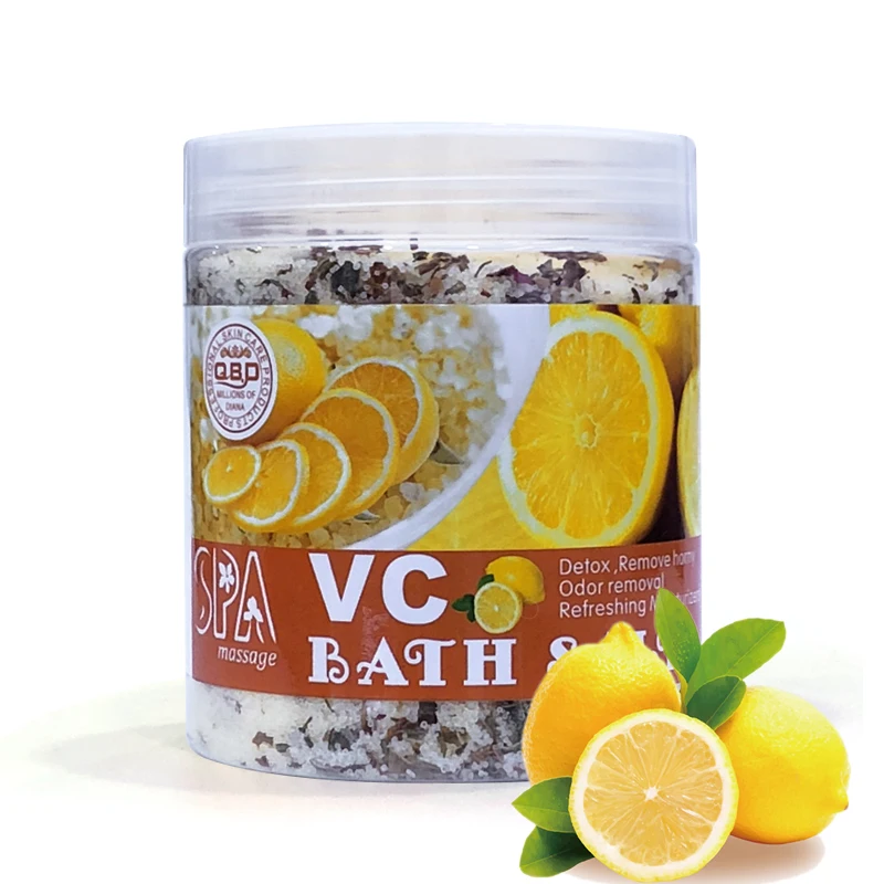 Vitamin C Lemon Spa Sea Salt Scrub Body Bath Deep Cleaning Exfoliating Anti-acne Skin Care Salts Soak Rose |