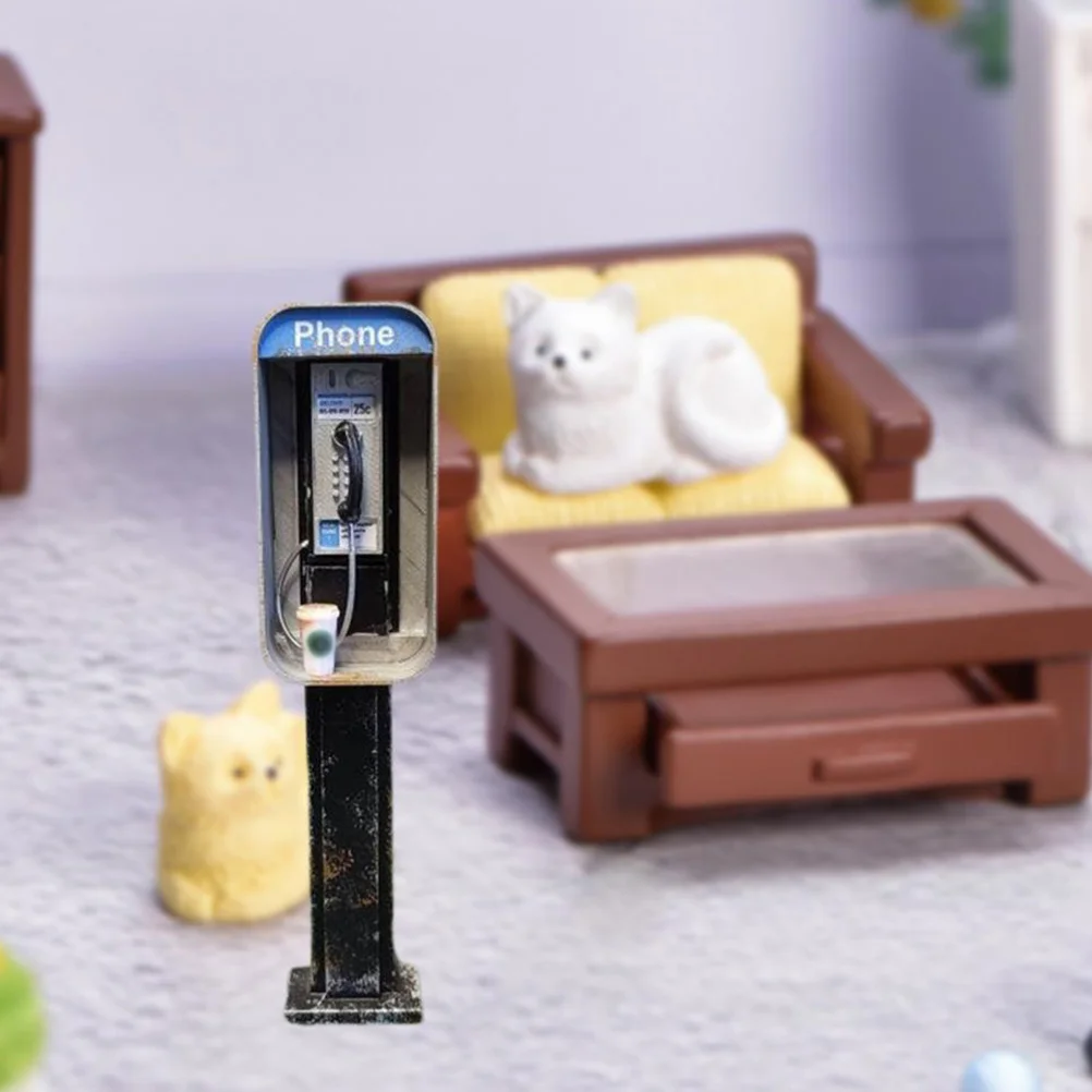 

Dollhouse Pay Phone 1:12 Mini American Payphone 1950S Payphone Retro Miniature Telephone Booth Classic Retro Style Payphone