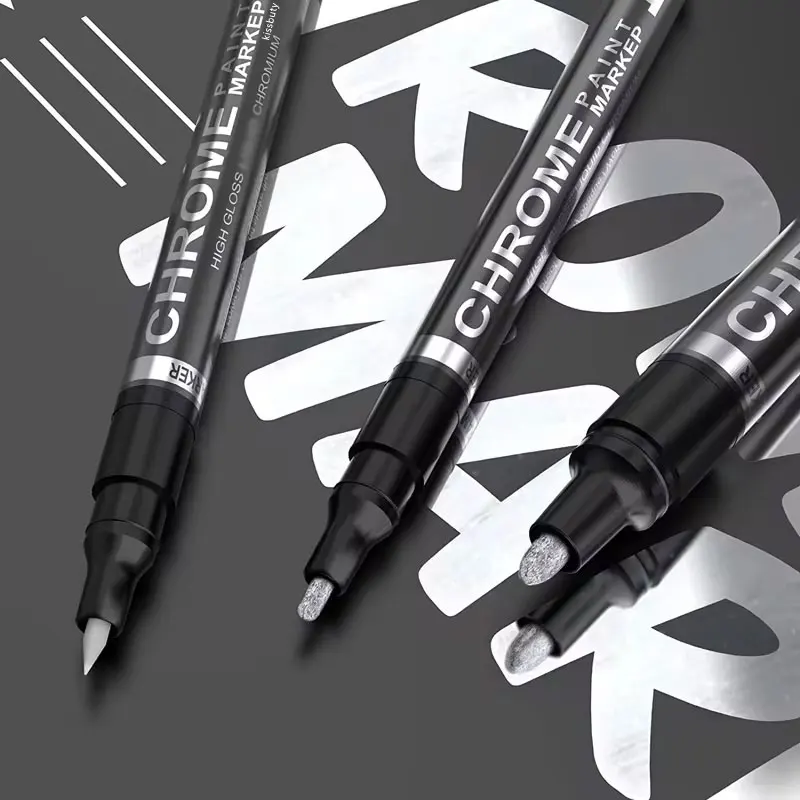 DIY Reflective Art Marker Paint Pen Alcohol Paint Metallic Art Craftwork Silver Mirror Chrome Reflect Permanent Markers Pen