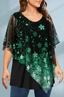 Plus Size Women Blouse Cloak Loose Casual Floral Print Ruffle Batwing Cape Sleeve Tee Top Medium Stretch Women Shirt Top - Image 2