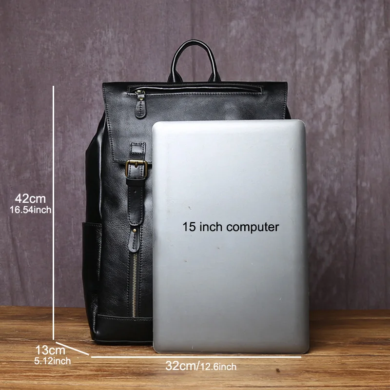 JLFGPJ Vintage Genuine Leather Backpack For Men's Hiking And Outdoor Activities Top Layer Cowhide Fashionable Computer Bag