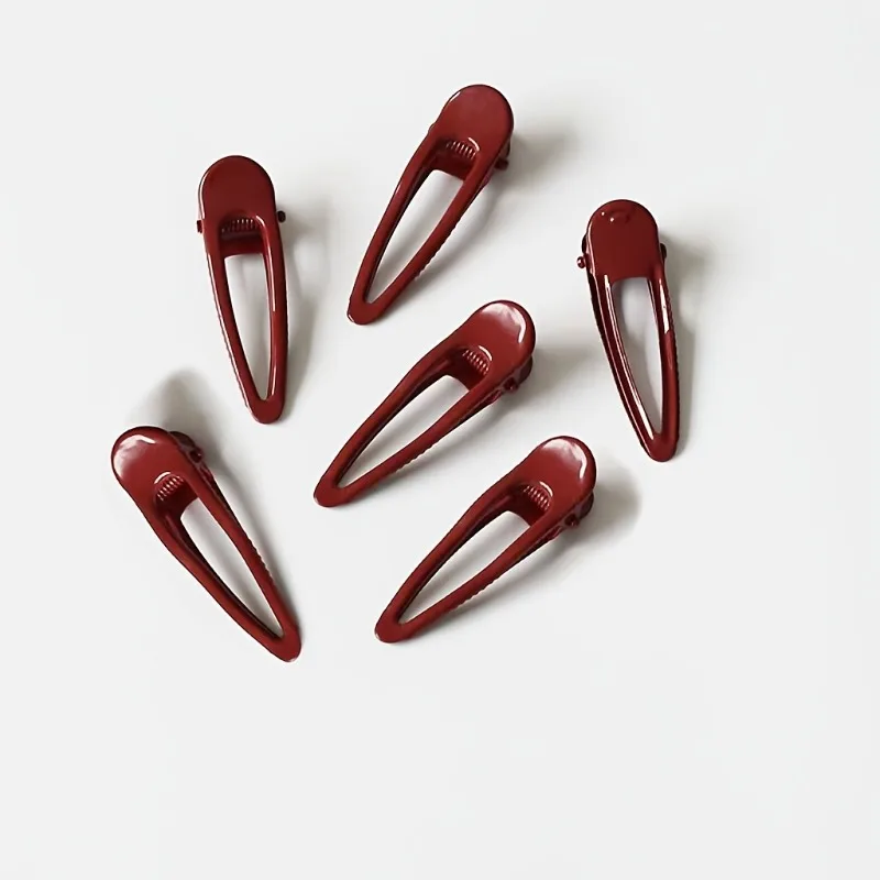 6Pcs 버건디 헤어 클립 BB 클립 미끄럼 방지 내구성 직사각형 헤어 클로 클립 우아하고 미니멀한 머리띠용 헤어 액세서리