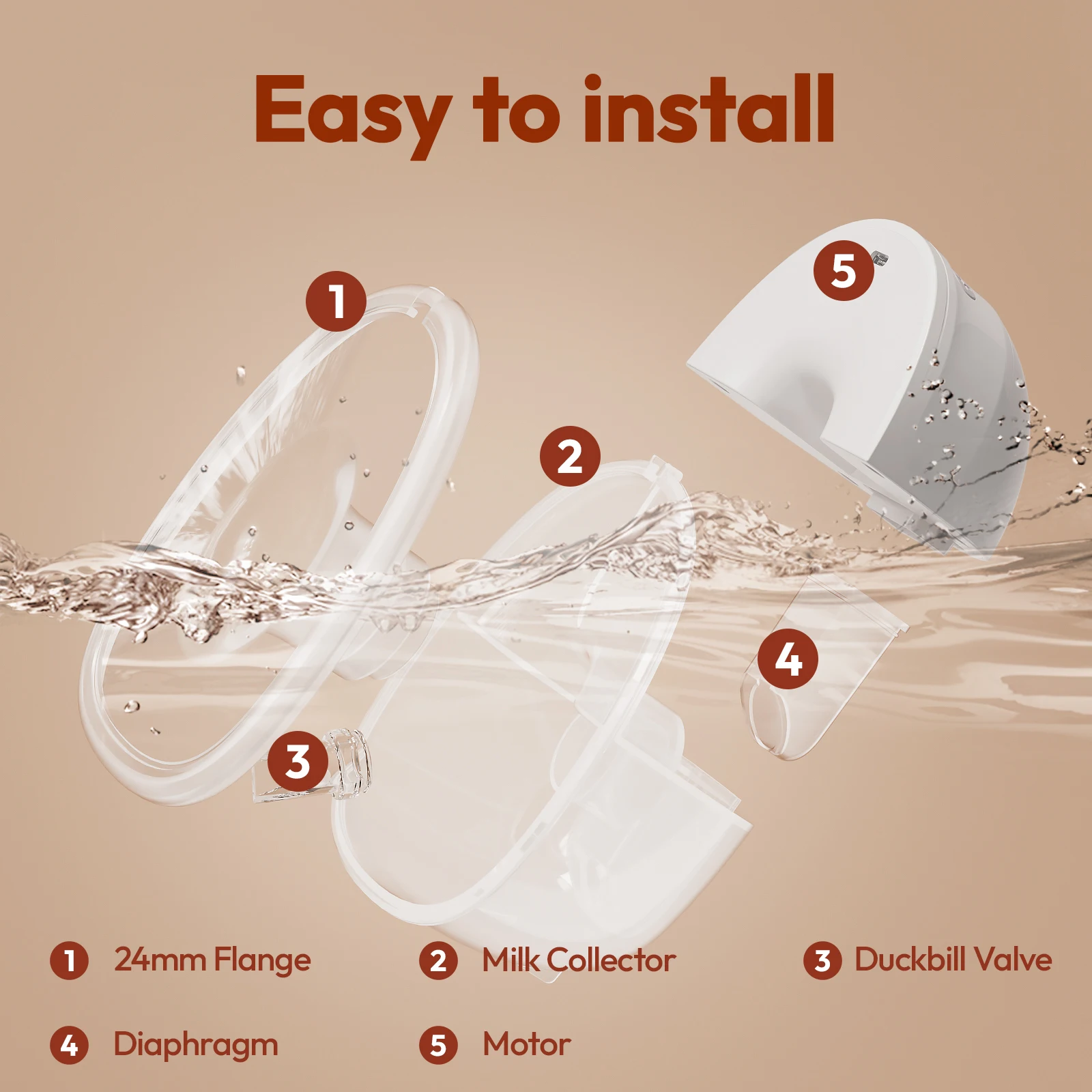 NCVI Wearable Breast Pump Electric Hands Free Breast Pump with 4 Modes & 9 Levels 21/24mm Flange Painless Low Noise
