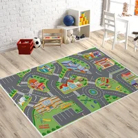 Kid Play Mat Indoor Baby Crawling Rug Toddler Educational Toy With Town Picture City Road Printed Carpet Tile For Living Room 1