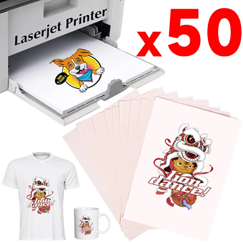 50-10Sheets A4 Sublimation Heat Transfer Paper DIY Printing for Clothes T-shirt Cup Mug Pillow A4 Thermal Transfer Paper