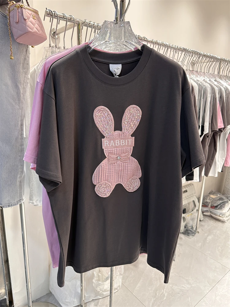2023 Summer Luxury Rabbit Cotton Men's T-shirt Short Sleeve Men Short  Sleeve Printed T Shirt Top Tshirt Clothing - AliExpress