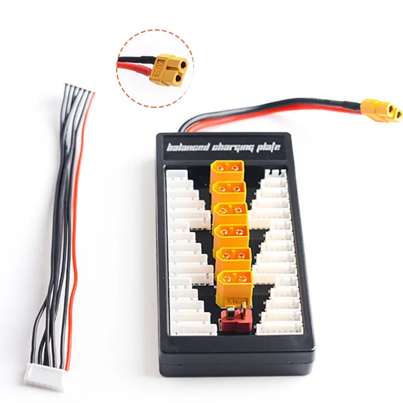 Carte de charge parallèle Lipo 2S-6S avec prise XT60 et T Plug, connectée à un chargeur RC