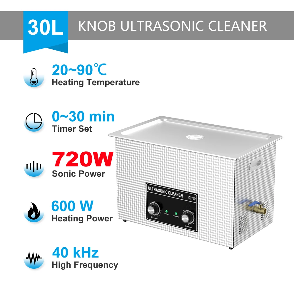 thumbnail image 1 of Baño ultrasónico 60W-900W 0,8L 2L 3L 4L 6L 10L 15L 22L 30L Calentador Temporizador Cesta de acero inoxidable Máquina de limpieza Ultra Cleaner, 1 of 5