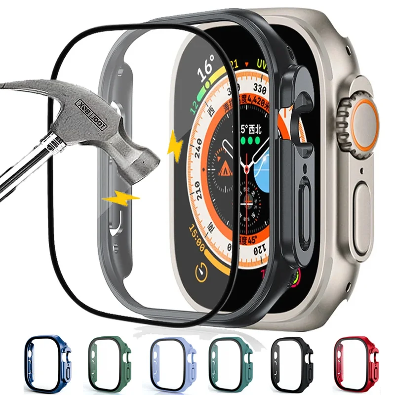 Vetro + Custodia Per Apple Watch Series Ultra 2 49Mm Mm Smartwatch Pc Screen Protector Paraurti Accessori Temperati Iwatch Ultra2 Cover