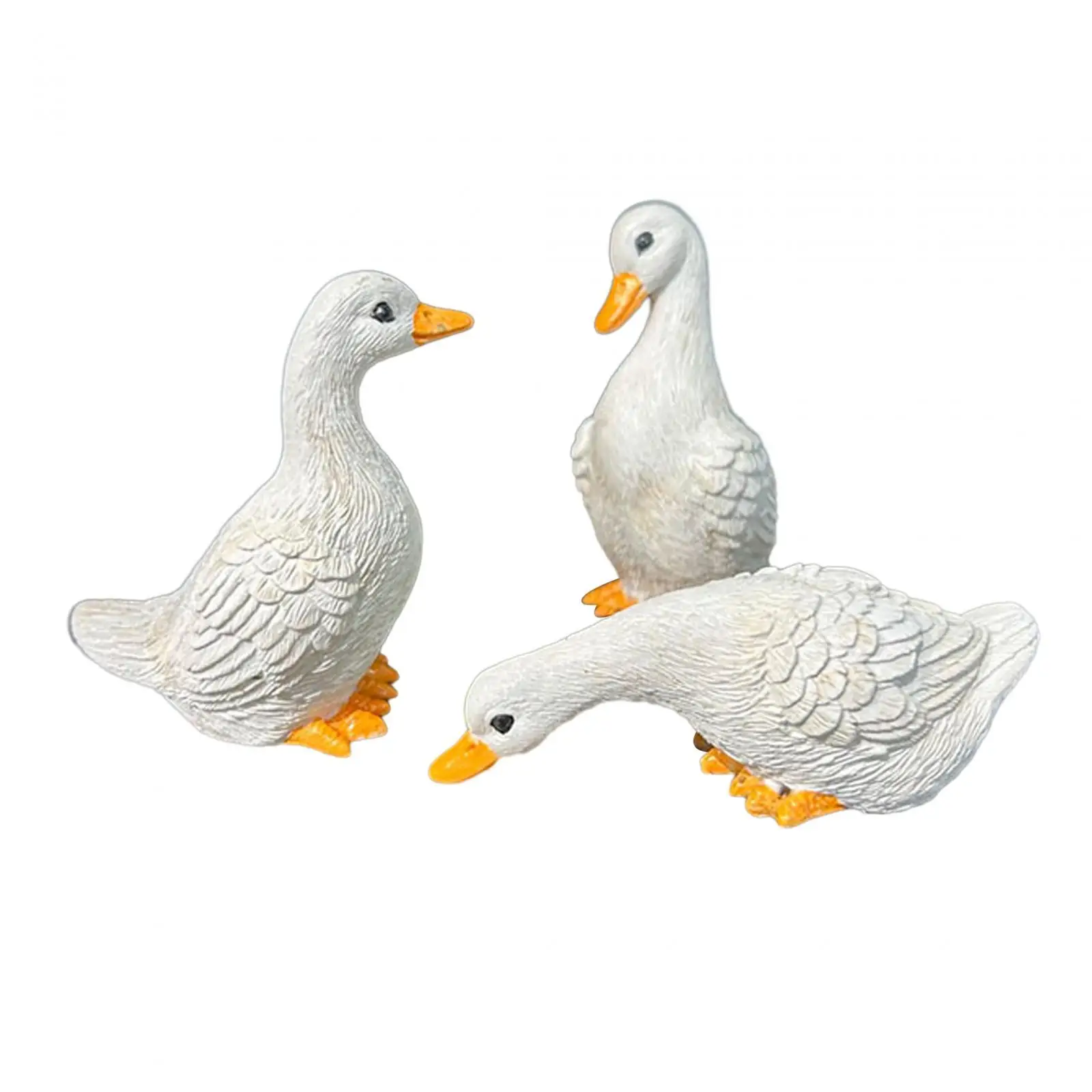 

3pcs Duck Statues Resin Miniature Statues Animal Figurines Sculptures for Farmhouse Courtyard Outside Lawn Decoration