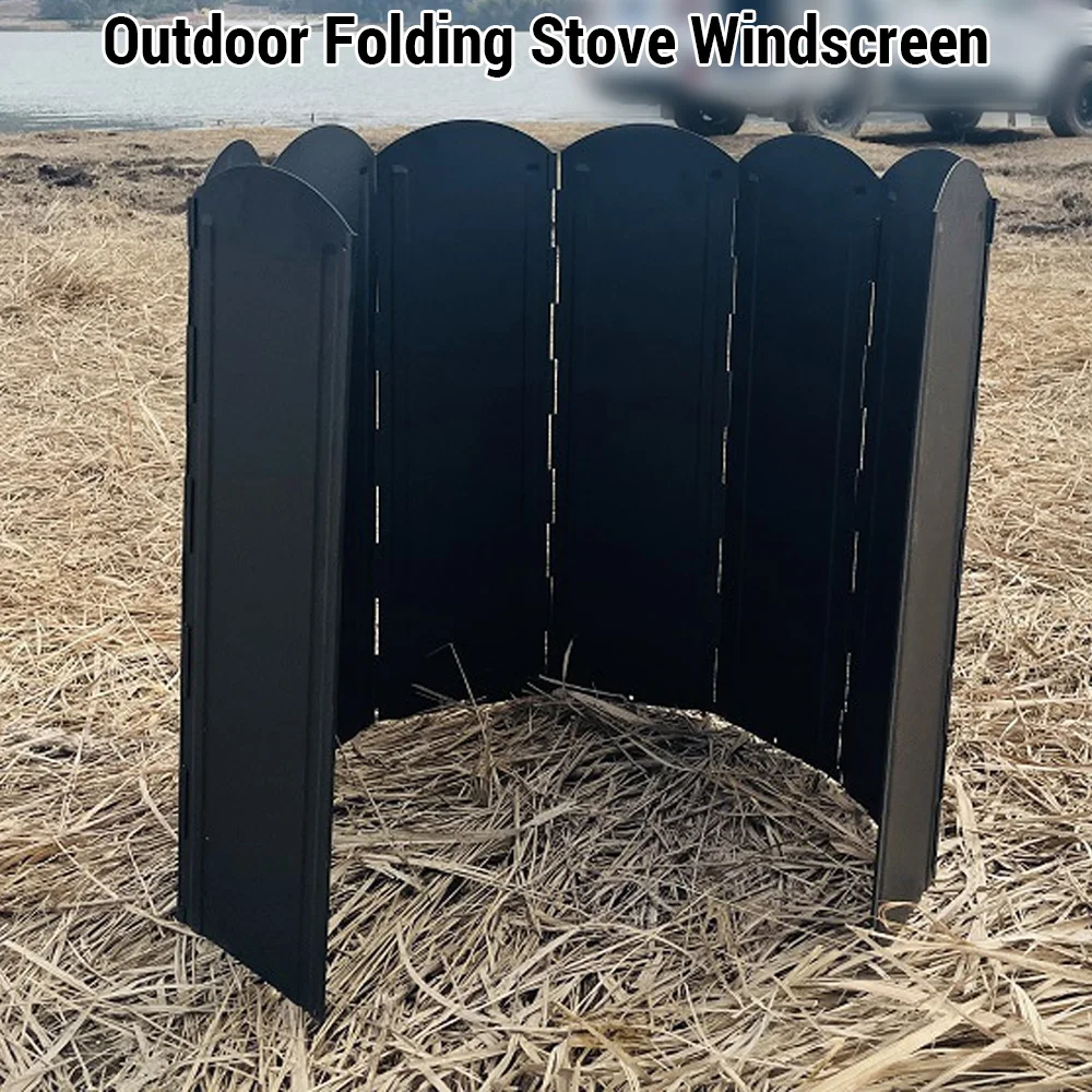 

Складная ветрозащитная плита для кемпинга на открытом воздухе, 8 пластин, оцинкованная плита для пикника, ветрозащитный экран с сумкой для хранения