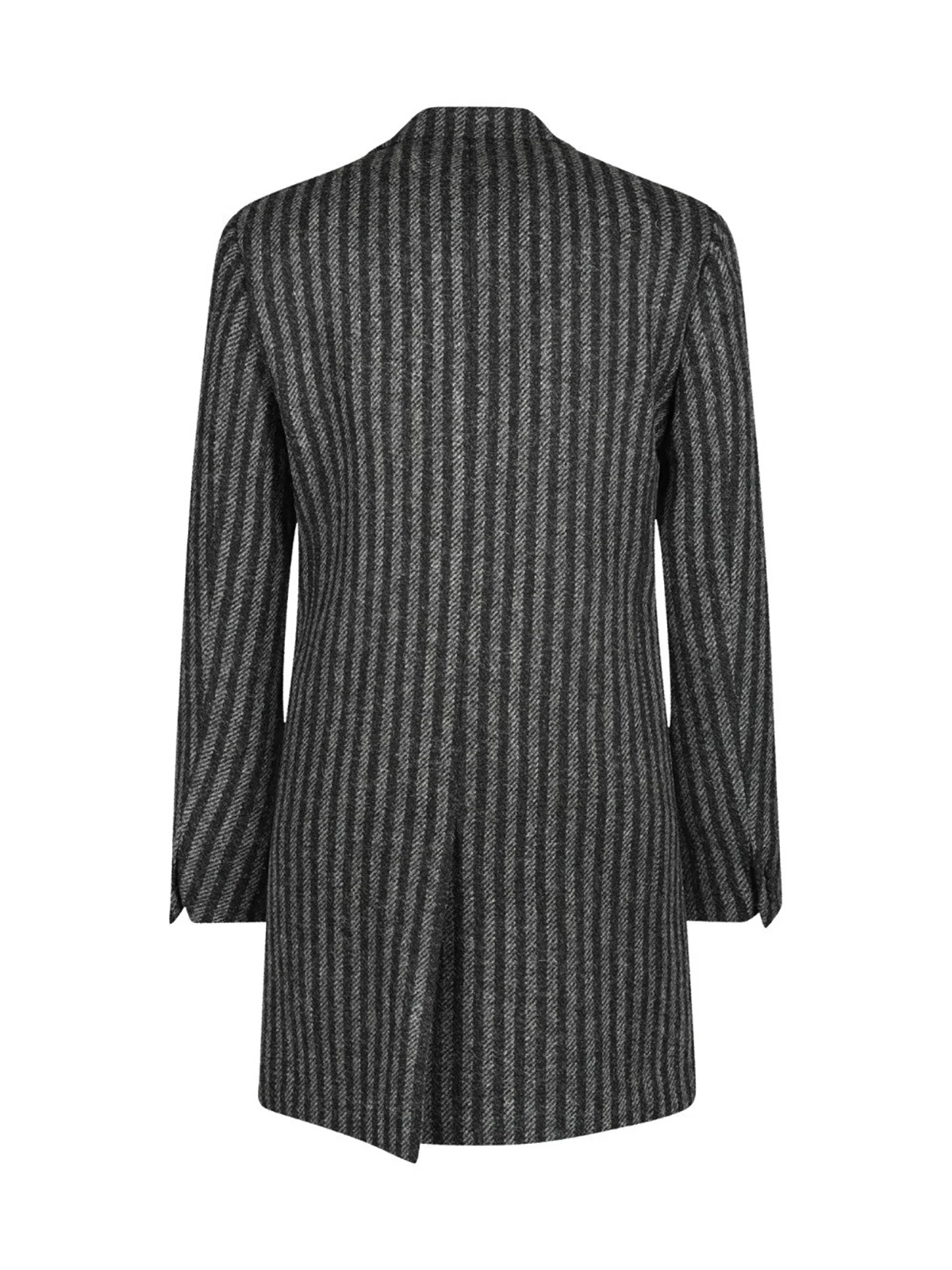 Winter Pinstriped Long Coat For Men Slim Fit Windbreak Woolen Overcoat Business Office Jacket Custom Made