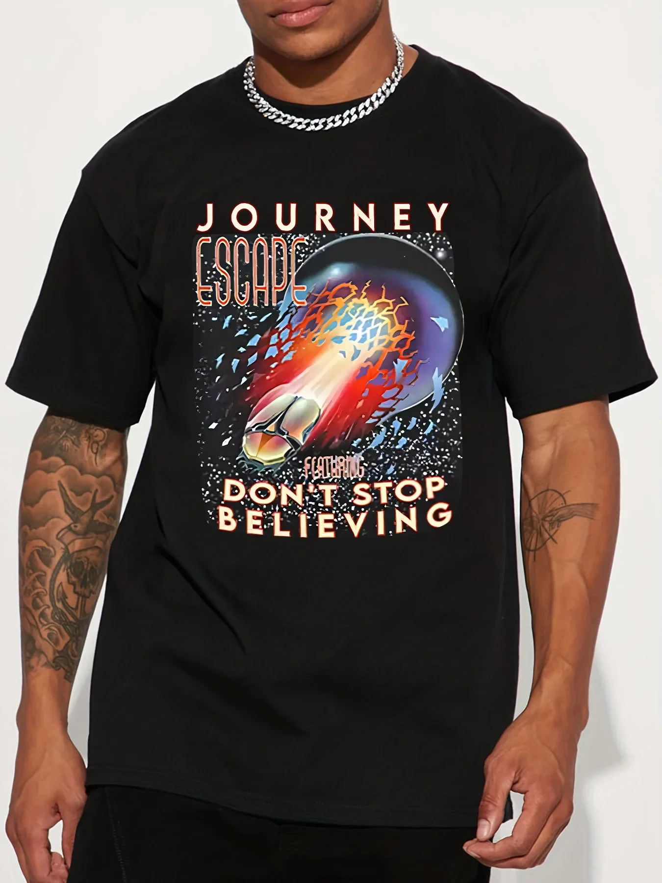 T-shirt d'Été pour Homme en Coton - Style Décontracté et Tendance avec Imprimé Artistique