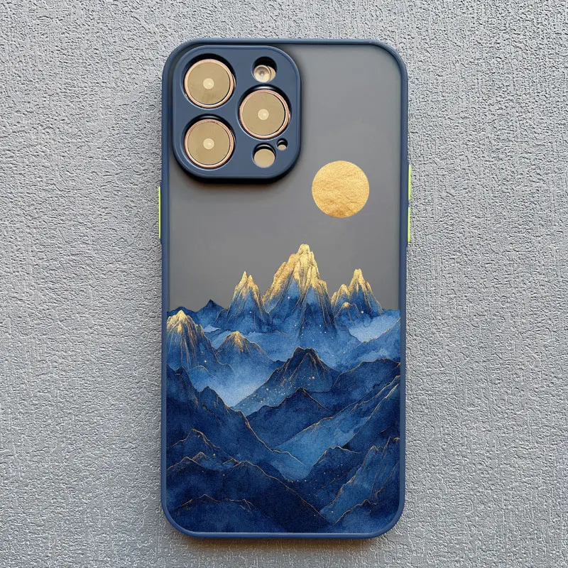 Gold and Blue Mountains Shockproof Phone Case