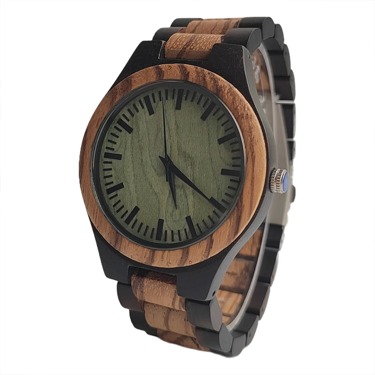 Customized Luxury Men's Chronograph Wood Quartz Wristwatch with Gift Box