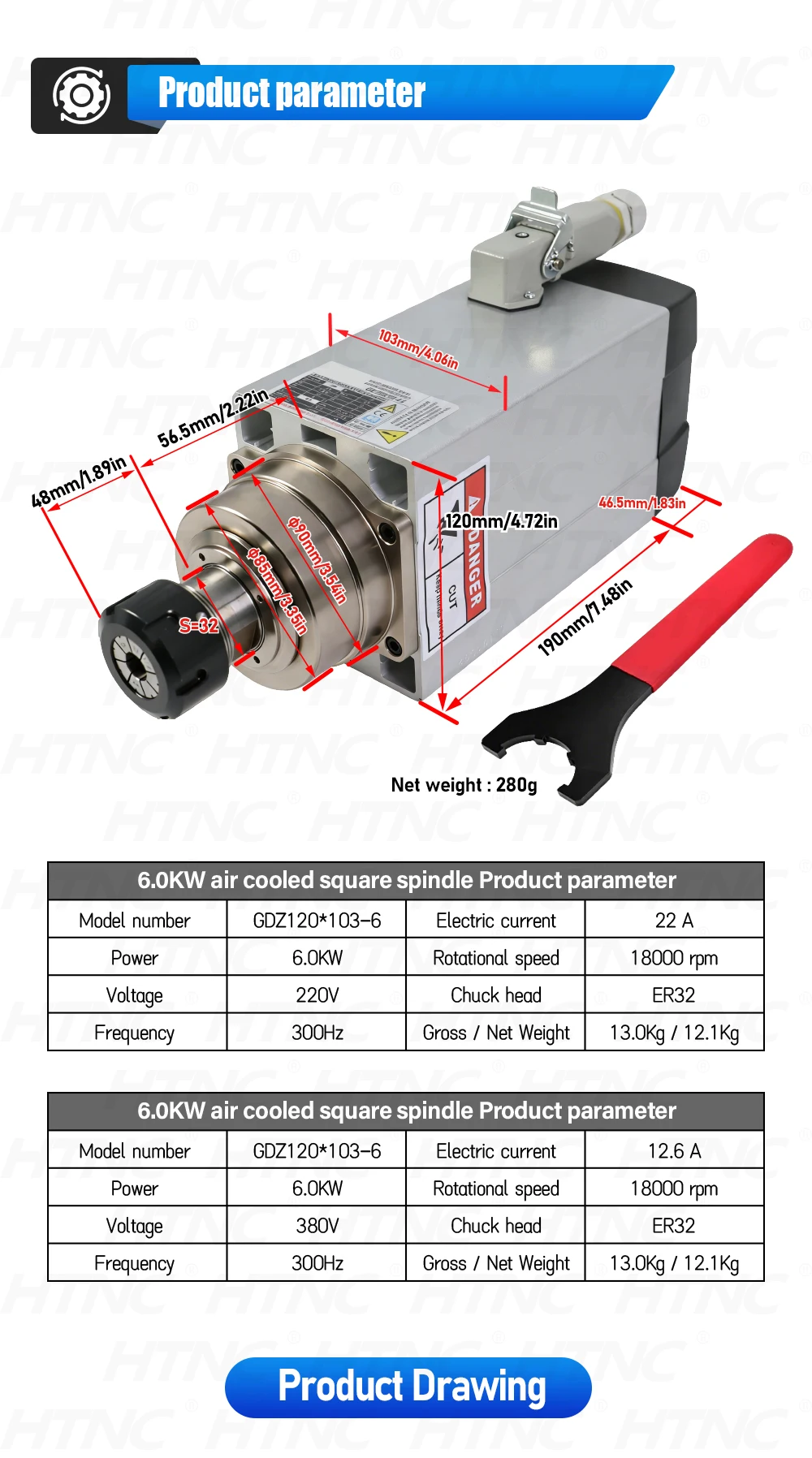 6Kw Spindle Motor Kit For wood aluminium soft metal 300hz 18000rpm 5500w VFD AC3