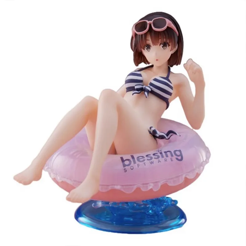 

10 см Как разработать фигуру школьного героя, купальный костюм, бассейн, аксессуары Megumi Kato, привлекательная красивая девушка, ПВХ Модель, орнамент, Подарочные игрушки