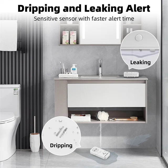 KERUI Tuya Smart Wireless Water Sensor Alarm 90db Water Leakage Detector Leak Alert Monitoring Leak and Drip Alarm For House 2
