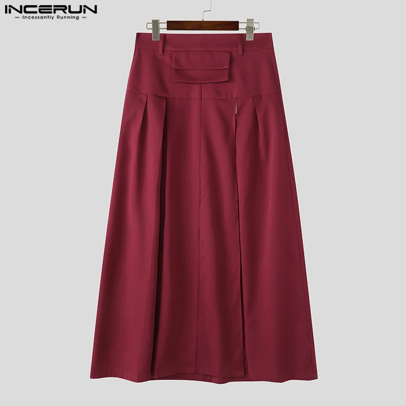American Style Split Pleated Half Body Skirt
