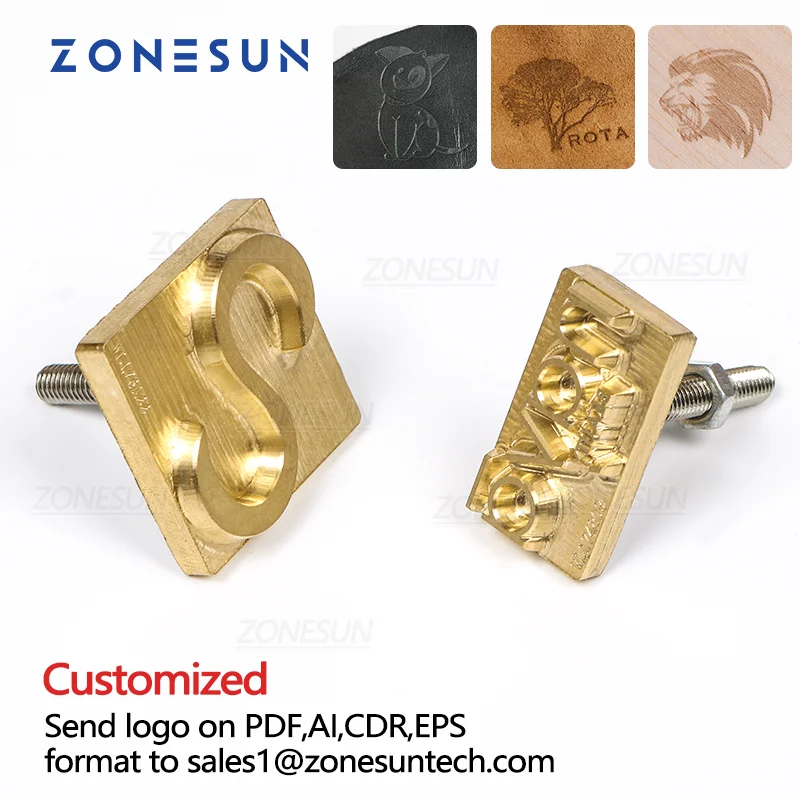ZONESUN Custom LOGO Brass Mold Stamp Wood Leather Paper Embossing Mold DIY Design Mouldings Hot Foil Stamping Heat Press Machine injection mold design production plastic moulding parts custom medical mould making