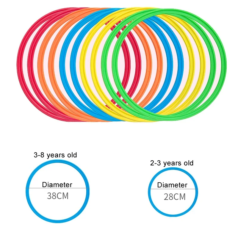 Outdoor Kids Funny Physical Training Sport Toys Lattice Jump Ring Set Game with 10 Hoops 10 Connectors for Park Play Boys Girls 3