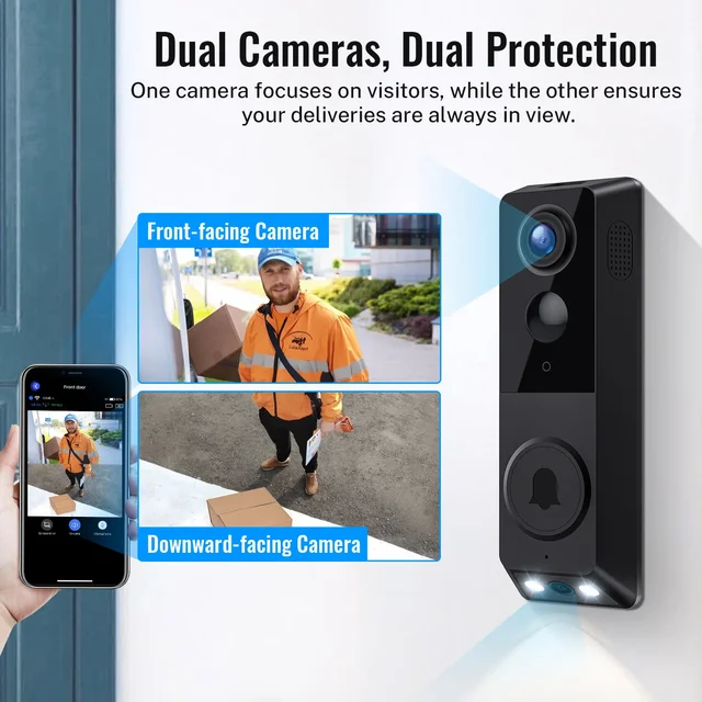 Tuya Waterproof Outdoor Wireless Doorbell with Dual Camera WiFi 1080P Video AI Motion Detection Intercom Digital Door Peephole 4
