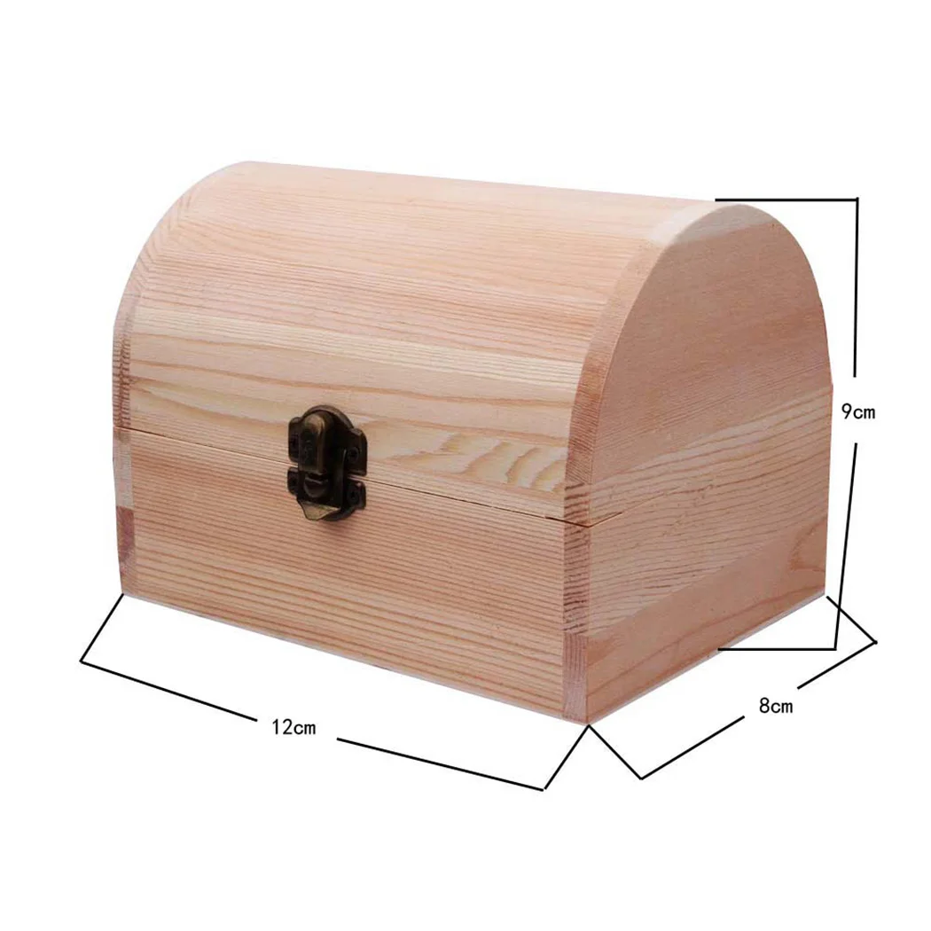 1x Plain Wood Wooden Arched Hinged Storage Boxes Craft Gift Box Multifunction Home Jewelry Sundries Cosmetics Storage Boxes 3
