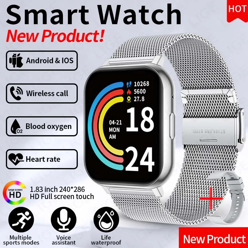 LIGE 2026 Health Monitor 1.83" HD Screen Fitness SmartWatch Call thumbnail 9