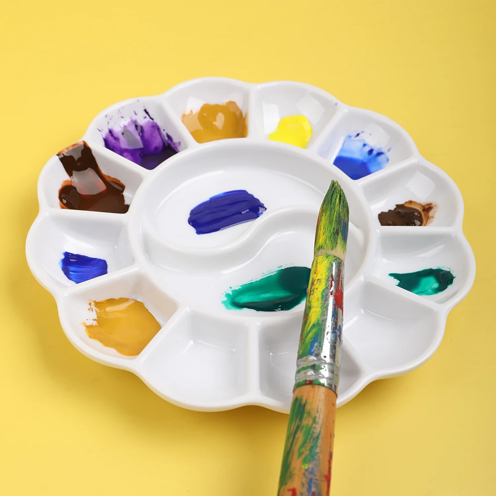 Artsecret 12-Well Imitation Ceramic Paint Palette Pigment Calligraphy Watercolor Painting Color Mixing Paint Tray for Artists