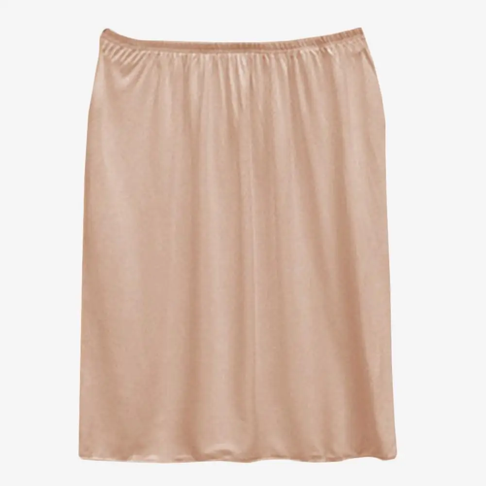 Petticoat Skirt Half Slip Skirt Ladies Elastic Waist Half Skirt Petticoat Short Slip Female Solid Smooth Intimate Dress Slip Commuter Office Woman Anti-Empty
