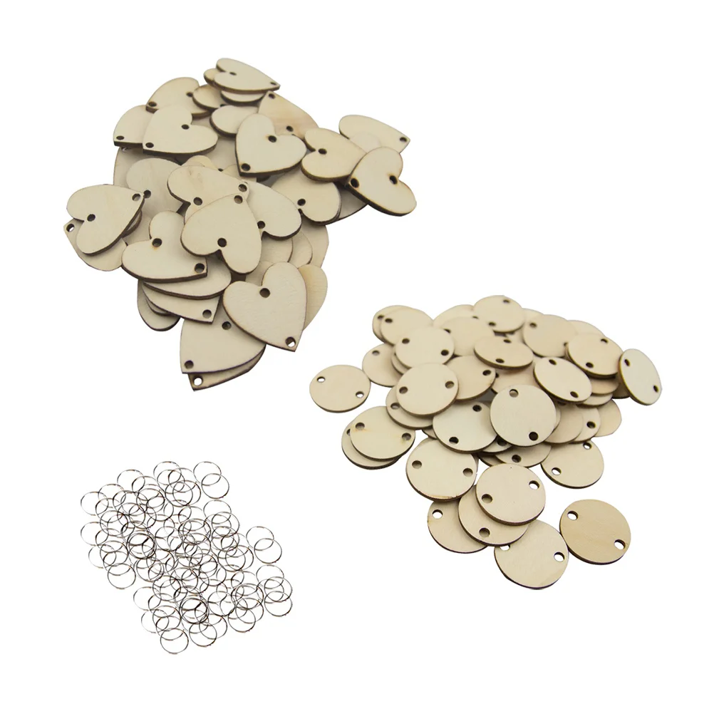 

100pcs Wooden Heart Slices and Wooden Round with 50 for Birthday Reminder Hanging Wooden Plaque Board DIY Calendar