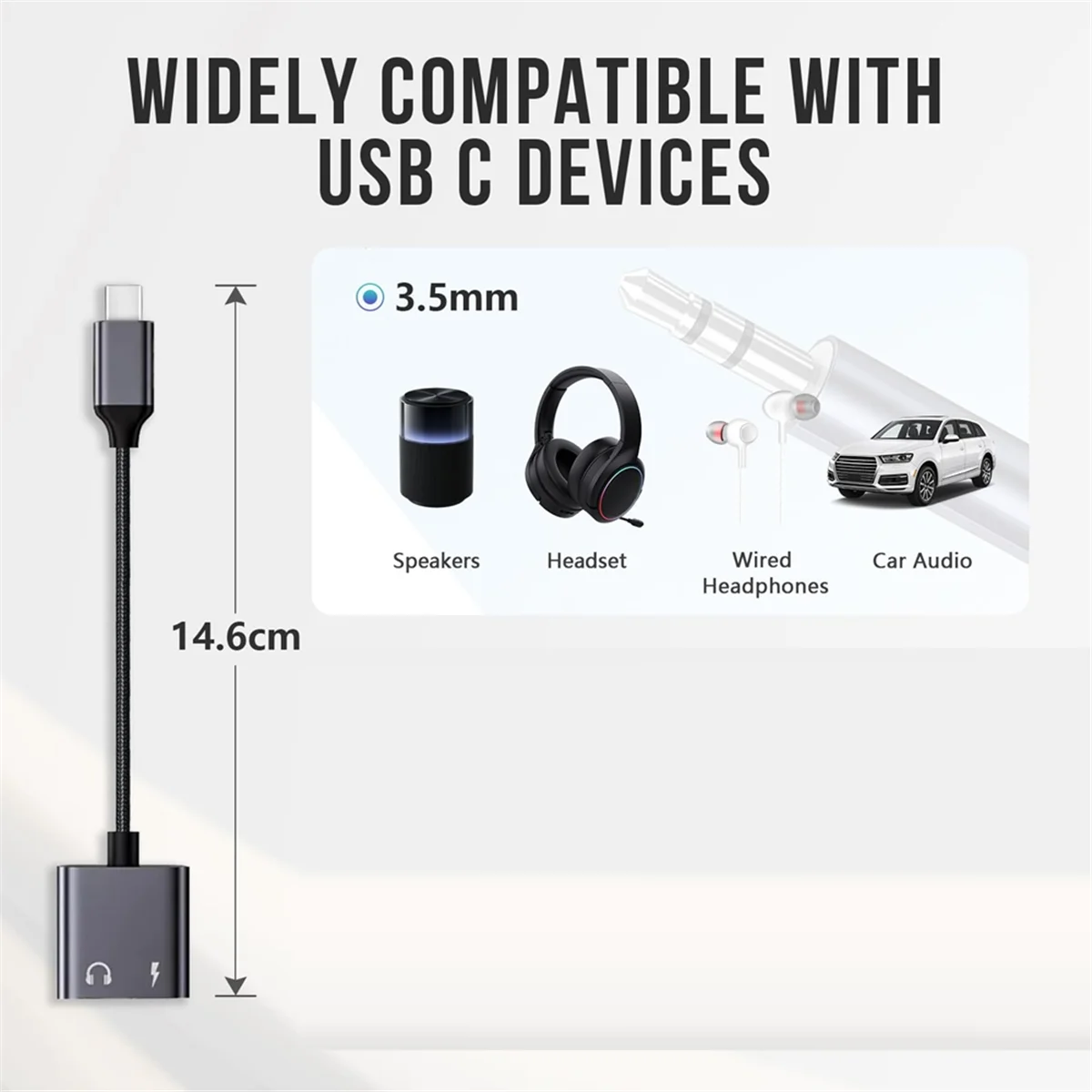 SEMOIC 2in1 USB Type C to 3.5mm Audio Headphone Jack and Charging Adapter, Aux Dongle Cable for 15/16 Pro/Max/Plus,