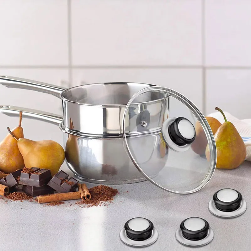 1/2pcs Black Stainless Steel Lid Knobs Universal Replacement Glass Lid Carrying Handle Kitchen Cookware Fixing Handle Pan Part