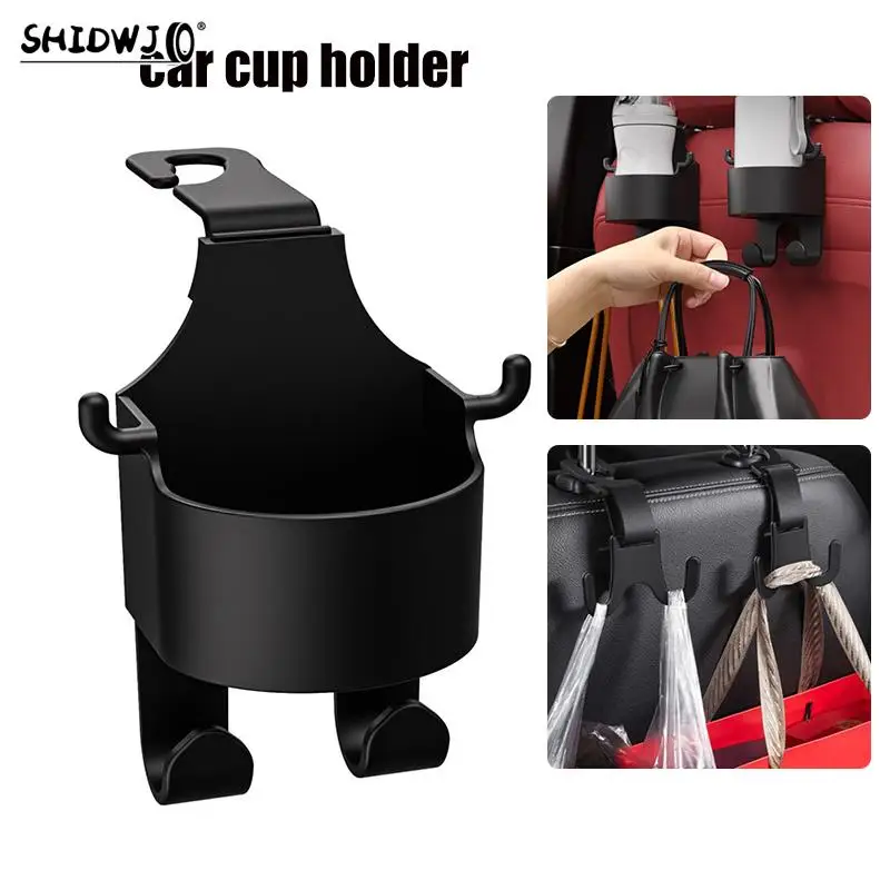 

Multifunctional Universal Car Seat Headrest Hook Hanger Storage Organizer With Cup Holder For Handbag Fit Vehicle Car Accessorie