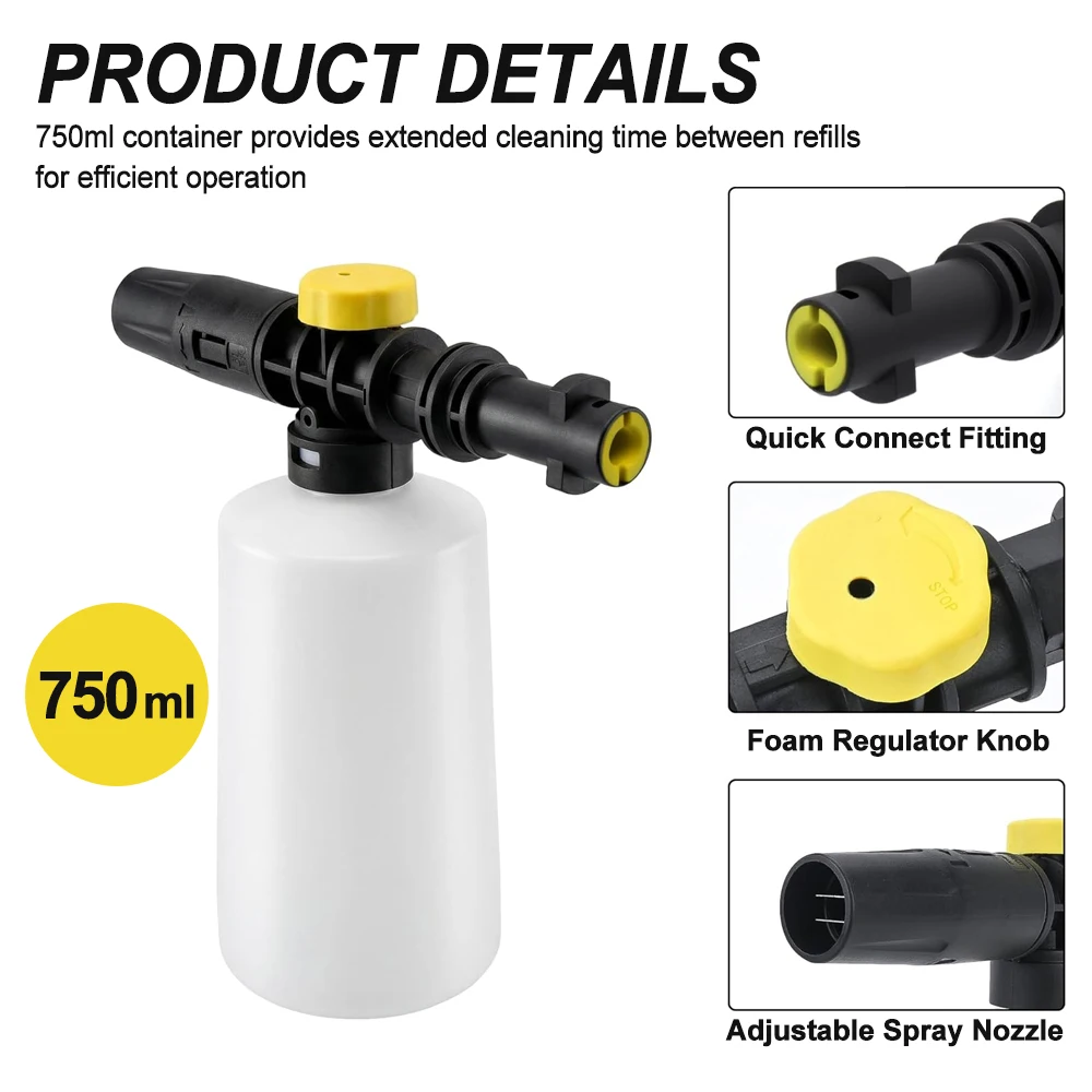 폼 캐논, Karcher K2-K7 고압 세척기와 호환 가능, 조절 가능한 스프레이 노즐, 자동차, RV, 정원 가구, 파티오용