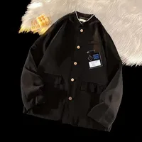 Trendy Preppy Style Suit Jacket In Western-style Round Neck For Men Casual Clothes Japanese Style Couple Uniform 2